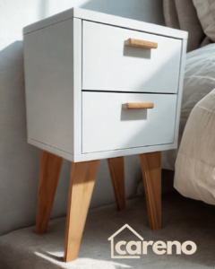 Juego de mesa de luz nordica de melamina blanca