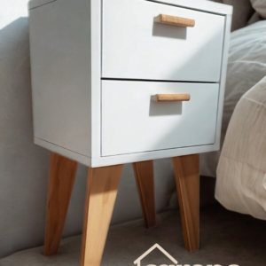 Juego de mesa de luz nordica de melamina blanca