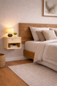 Juego de mesa de luz flotante pino