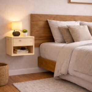 Juego de mesa de luz flotante pino