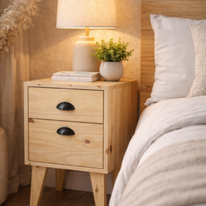 Juego de mesa de luz nordica de pino